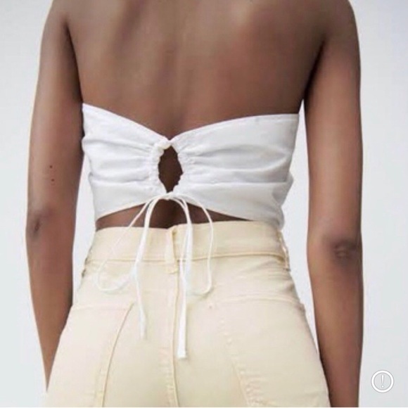 ZARA White Bandana Tube Top Sz L - Picture 4 of 10